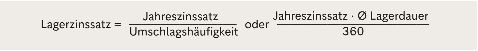 Lagerzinssatz Formel